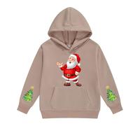 Cat Christmas Jumper Girl's Christmas Zip Up Hoodies Boys Long Sleeve Solid Color Xmas Fleece Pullover Warm Fuzzy Oversized Kids Sweatshirts Khaki 9-10 Years