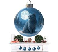 Cat Christmas Ornament Ball Ornaments Pendant Decorations Christmas Tree Decoration with Cat Ball Charms for Home Indoor Living Room Family Car Window