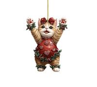 Cat Christmas Ornament,Cat Christmas Ornaments Adorable Cat Dressed Christmas Tree Acrylic Hanging Decor Xmas Tree Decor Funny Cat Gifts for Cat Lovers (G)