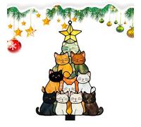 Cat Christmas Ornament | Colorful Cat Ornament For Christmas Tree, Acrylic 2d Flat Cute Ornaments,Hangable Sun Catcher For Window Holiday Indoor Outdoor Porch Balconies Garden Yard Lawn Kitchen Pa