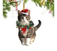 Cat Christmas Ornaments, 2D Acrylic Cat Ornaments For Christmas Tree, Cute Kitten Decorative Pendant For Wall Door Light Cafe Wedding Pet Event Children's Crafts