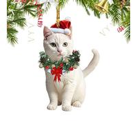 Cat Christmas Ornaments, 2D Acrylic Cat Ornaments For Christmas Tree, Cute Kitten Decorative Pendant For Wall Door Light Cafe Wedding Pet Event Children's Crafts