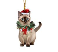 Cat Christmas Ornaments - Acrylic 2D Cats Christmas Charm - Adorable Hanging Decorations for Party, Car Rearview, Bag, Mantel and Cat Lover