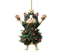 Cat Christmas Ornaments - Cute Kitten Pendant Decorations, Tree Hanging and Car Rearview Charm, Favors for Friends and Family