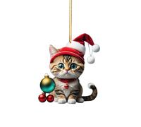 Cat Christmas Tree Decorations Car Pendant Hanging Baubles Xmas Gifts Ornaments for Cat Lovers Novelty for Tree (B1-F, One Size)
