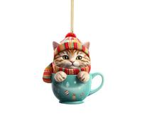 Cat Christmas Tree Decorations Car Pendant Hanging Baubles Xmas Gifts Ornaments for Cat Lovers Novelty for Tree (11-B, One Size)