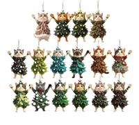 Cat Christmas Tree Decorations, Cat Baubles For Christmas Tree, 2D Flat Acrylic Kitten Pendant, Car Interior Backpack Ornament For Bag Charm Living Room Mantel Hallway Entryway Entrance Doorway