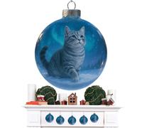 Cat Christmas Tree Ornament Ball | Holiday Charm Decor - Christmas Tree Cat Ball Pendant - for Kitten Lovers Indoor Home Living Room Family Window Wall Mantel School Office
