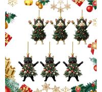 Cat Christmas Tree Ornament, Kitten Pendant Holiday Decorations, Black and White Cats Ornament, for Xmas Trees & Home(3set)