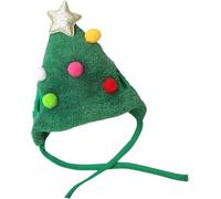 Cat Christmas Tree Pom-Pom Hat, Dog Christmas Hat, Funny Soft Pet Hat, Santa Hat for Dogs Cats Pet Santa Gifts (Large)