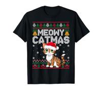 Cat Christmas Ugly Sweaters Meowy Catmas Cat Santa Xmas PJs T-Shirt