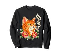 Cat Cigarettes Smoking Hilarious Sarcastic Brainrot Meme Sweatshirt