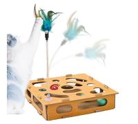 Cat Claw Care Activity Box, Interactive Wooden Scratching Board with Balls, Toy Box for Home Cats, for Exercise and Activity in the Living Room, Bedroom, Balcony, On the Go and for Friday