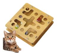 Cat Claw Care Activity Box - Wooden Activity Toy with Feeding Station and Bell | Activity Box for Claw Care by Scratching | for Kittens Mental Health Hunting Game Instin