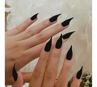 Cat Claw Press on Nails - Halloween Vampire Witch Stiletto Curve False Nail Gothic Cute Thick Acrylic Dragon Press on Nails Cat Eagle Claw Glossy Glue on Nail (Black Matte,S)