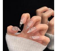 Cat Claw Press on Nails - Transparent Polka Dots Short Curved Stiletto Handmade Cat Claw Unique Reusable Fake Nails Thick Acrylic False Nail with Designs Cat Claw Glossy Glue on Nail (L)