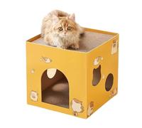 Cat Claw Sharpener Lounge, Cat Claw Sharpener House Box, Double Sided Use for Relaxing, Sleeping and Playing. The cardboard cat house with pad is made of paper pulp, and provides lasting comfort