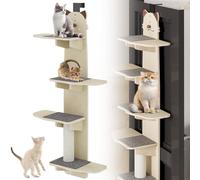 Cat Climber Door Hanging Cat Shelf Multi-Level with Scratching Board & Plush Ball - Over The Door Cat Tree for Cats