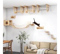 Cat Climber Wall Mounted - Indoor Luxury Furniture with House, Tunnel, Bridge, Steps & Shelves for Climbing and Play