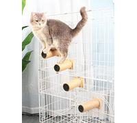 Cat Climbing Steps Scratching Tree - Cage Shelf Wooden Ladder Pets Perch Furniture Inside The cage with Install Screws 4 Steps 6.3x2 inches