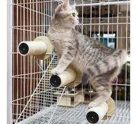 Cat Climbing Steps Scratching Tree - Cat Cage Shelf Ladder Pets Perch Furniture Inside The cage with Install Screws 5.9x2 (3 Steps)