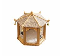 ＡＷＨＡＯ Cat Climbing Structure Cat House Featuring Sisal Wrapped Column And Private Bed In Decorative Wooden Pavilion suitable for indoor cats small decoration