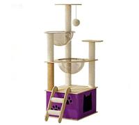Cat Climbing Tower with Villa, Nest & Scratching Board - 112cm Space-Saving Spacecraft Design Activity Center for Indoor Cats, Play & Exercise Toy for All Seasons