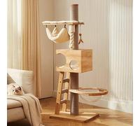 Cat Climbing Tree with Integrated Litter Box for Small Cats, Space-Saving Design Fits Any Home, Compact and Functional