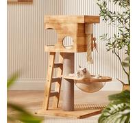 Cat Climbing Tree with Integrated Litter Box for Small Cats, Space-Saving Design Fits Any Home, Compact and Functional