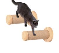 Cat Climbing Wall, Cat Climbing Shelves, 2 x Wooden Ladder Hutch and Safe Scratching Posts, Indoor Kitten Wall Shelf, Wall Mounted Pet Supply Furniture for Large Cats
