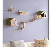 Cat Climbing Wall Kit, Scratching Post and Shelves for Cats - 7-Piece DIY Set for Play and Sleeping, Practical Design for Indoor Cat Activity