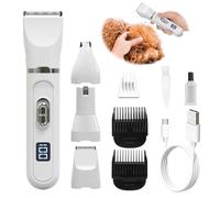Cat Clippers, 4-in-1 Cat Grooming Kit with 3 Trimmer Heads & 3 Guide Combs, Quiet Cat Trimmer for Long Hair, Pet Clippers for Cats & Small Dogs, Ideal for Home Grooming of Matted Fur & Paw Hair