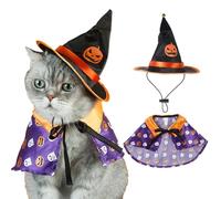 Cat Cloak,Funny Wizard Cat Clothes - Cute Puppy Dress up Accessories, Dog Witch Halloween Costume Suit for Pets Birthday Party