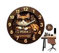 Cat Clock | 30 cm Retro Decorative Silent | Funny Wall Clock | for Living Room, Kitchen, Office, Bathroom, Bedside Table, Shelf, Home and Travel