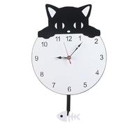 Cat Clock with Swing Tail Wall, Cute Analog Clock, Wall Decoration Non-Ticking Home Accessory with Moving Tail for Toddler Boys Girls Teens Children Bedroom Living Room Kitchen