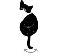 Cat clocks with swinging tail and eyes, 3D Cat Wall Clock Tail Wag Swing Pendulum QuartzAcrylic Clock ，Silent Wall Clocks Modern Home Decor