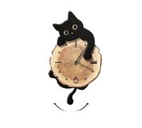 Cat clocks with swinging tail and eyes,Modern simple cat clock wall clock living room 2025 new creative clock wall high-end sense art wall watch(A)