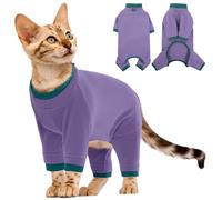 Cat Clothes, Body Suit to Stop Licking Thermal Cat Coats and Body Warmers Soft Touch Thick Surgery Recovery Suit Prevent Scratching(Purple, M)