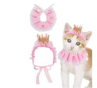 Cat Clothes Princess Costumes Cat Crown Hat & Lace Party Hat
