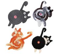 Cat Coasters Gift Set for Cat Lovers, 4PC Hand-Knitted Cats Butt Coasters - Creative Woven Cute Cats Themed Coaster for Coffee Cups, Funny CatS Lover Gifts for Women & Home Decor Tabletop Protection