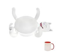 Cat Coasters That Hold The Cup, Cute Cat Coasters for Wine Tea Glass, New Home Kitchen Decor Gift Unique Coffee Table Decor(White)