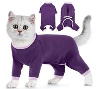 Cat Coat to Stop Overgrooming, Cat Vest to Stop Licking Full Leg Soft Coat for Helping Fur, Comfortable Suit Long Legged to-Cover Stitches after Operation(Dark Purple, XL)