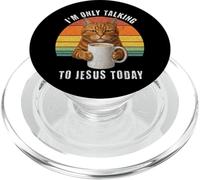 Cat Coffee Jesus Talking Christian Retro Sunset Funny PopSockets PopGrip for MagSafe