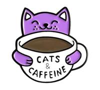 Cat Coffee Lapel Pin - Custom Enamel Badge for Bag and Clothes