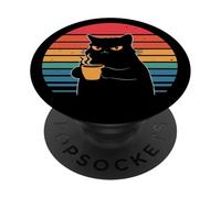 Cat Coffee Moody Morning Cafe Mom PopSockets Adhesive PopGrip