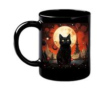 Cat Coffee Mug Black Ceramic Mug - Seductive Castle Festive For Kids Adults Work Men Friends Beer Milk Women Juice Drink Handle Drinkware Decorative