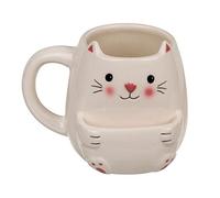 outoftheblue Cat Coffee Mug with Biscuit Compartment - Kitten Cup Coffee Cup, Clear