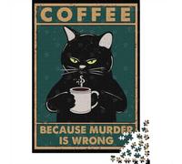 Cat Coffee Murder Is Wrong, Adult 1000 Piece Jigsaw, 70x50cm/1000pcs