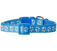 Cat & Cog Collar with Little Bell and Paw Print, One Size, Light Blue