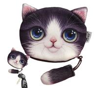 Cat Coin Purse With Zipper - Cute Animal-Themed Change Pouch With Decorative Tail, Compact Wallet For Jewelry Cards Mini Accessories | Soft Lightweight Organizer Bag For Girls Women, purple